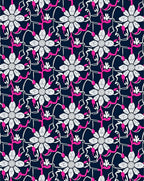 White Floral Navy Swirl Medallion Rug
