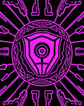 Vibrant Neon Pink Cosmic Emblem Rug
