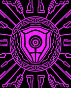 Vibrant Neon Pink Cosmic Emblem Rug