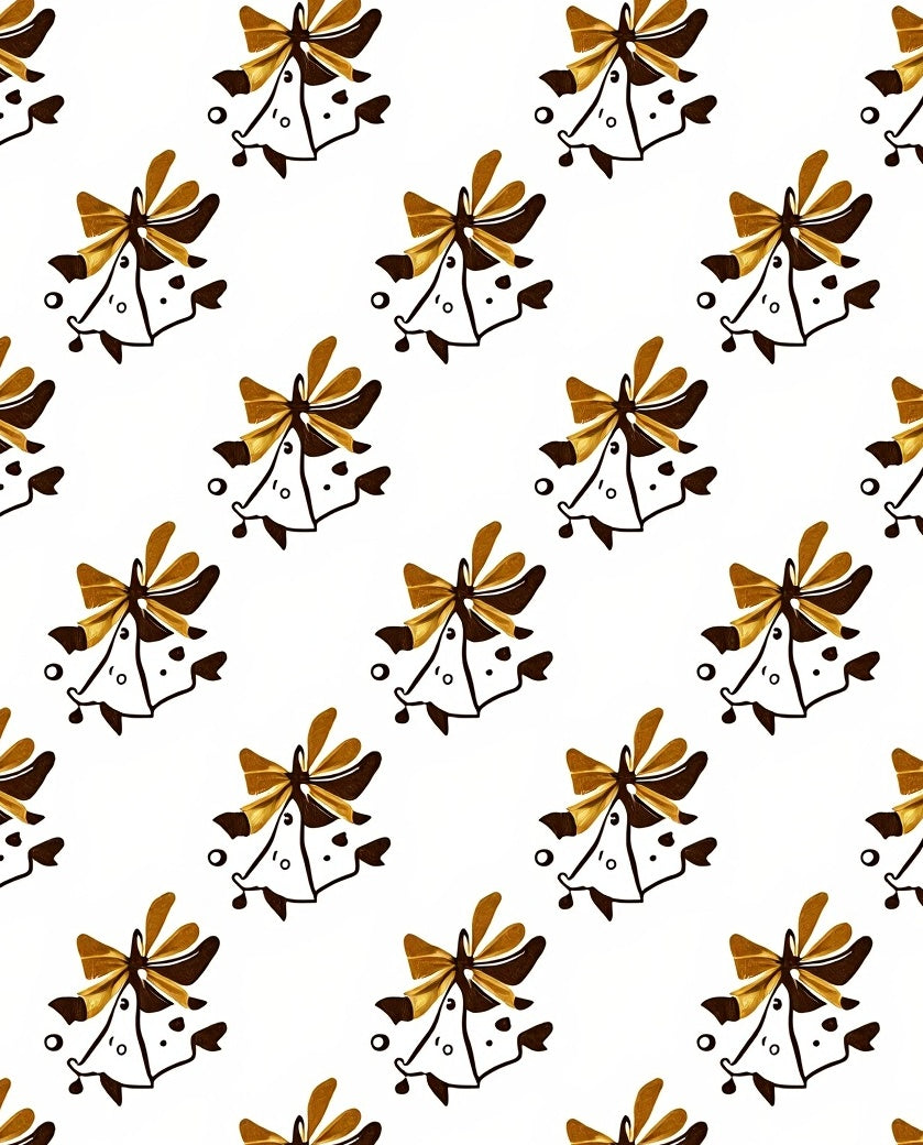 Gold Amber Festive Bell Repeating Pattern Rug