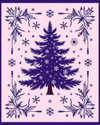 Deep Blue Festive Spruce Snowflake Collage Rug