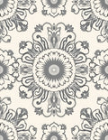 Gray Floral Medallion Cream Background Rug