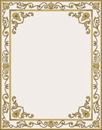 Ornate Gold Floral Corner Frame Rug