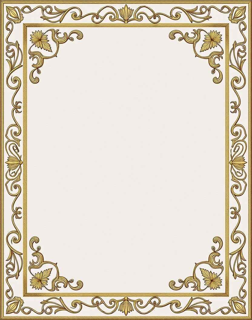 Ornate Gold Floral Corner Frame Rug