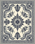 Classic Ivory Navy Floral Medallion Rug
