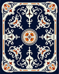 Navy Orange Floral Garden Medallion Rug