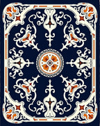 Navy Orange Floral Garden Medallion Rug