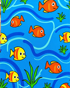 Whimsical Orange Yellow Fish Aquatic Scene Rug
