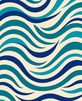 Oceanic Blue Swirling Waves Rug
