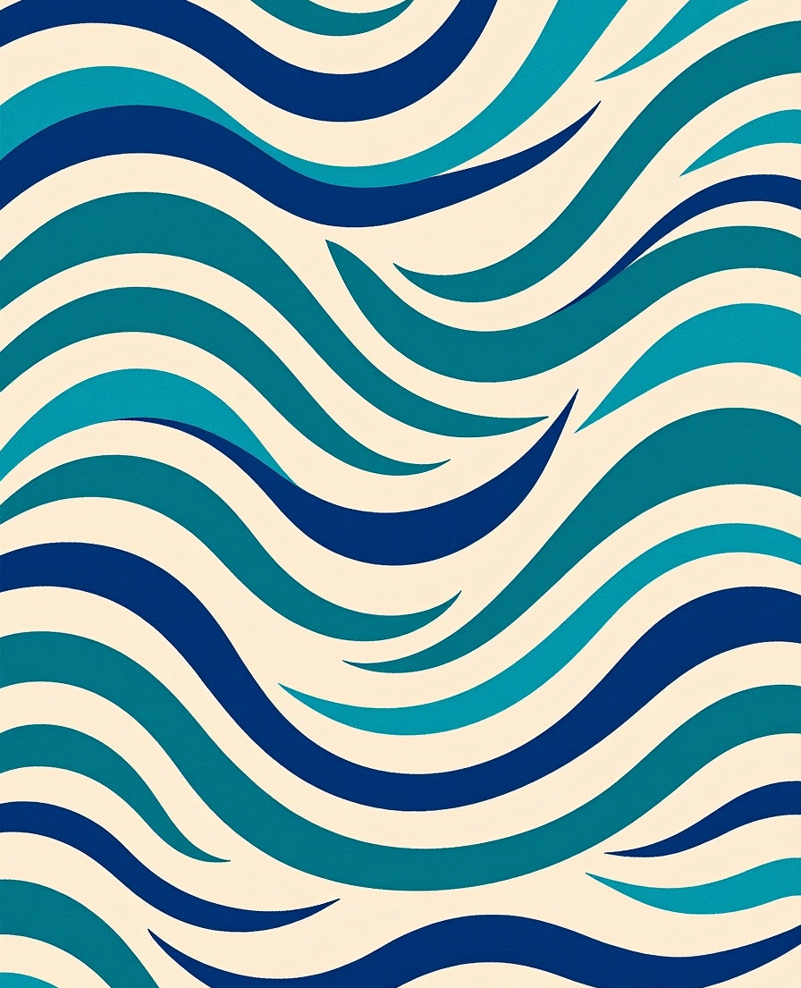 Oceanic Blue Swirling Waves Rug
