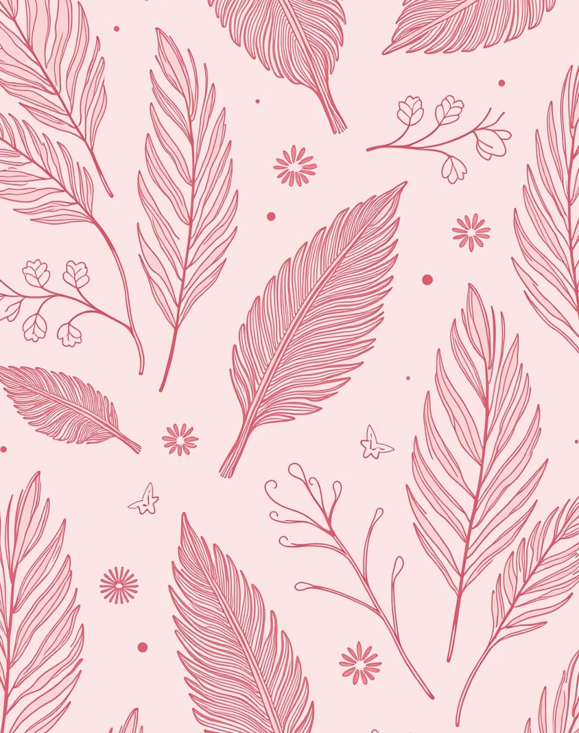 Coral Feather Botanical Vine Rug