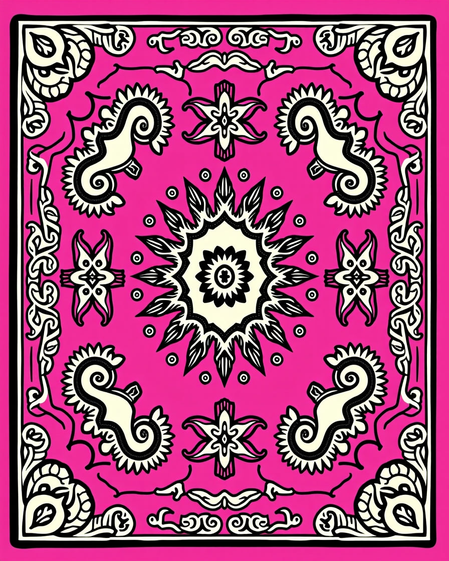 Bright Pink Floral Mandala medallion Rug