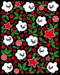Whimsical Sheep Red Holly Stars Rug