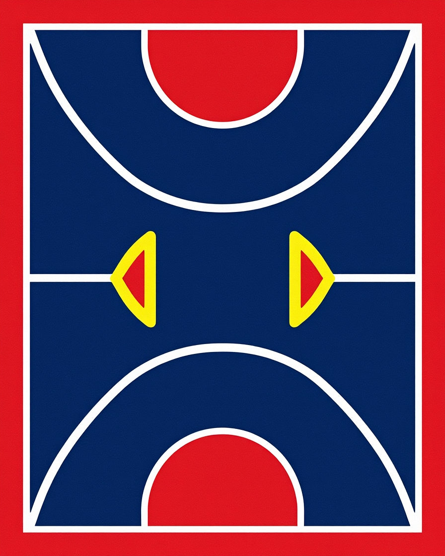Modern Red Blue Geometric Arrows Rug