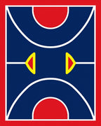 Modern Red Blue Geometric Arrows Rug