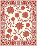Scarlet Bloom Branch Border Field Rug