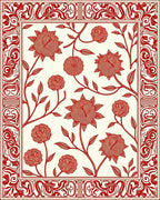 Scarlet Bloom Branch Border Field Rug