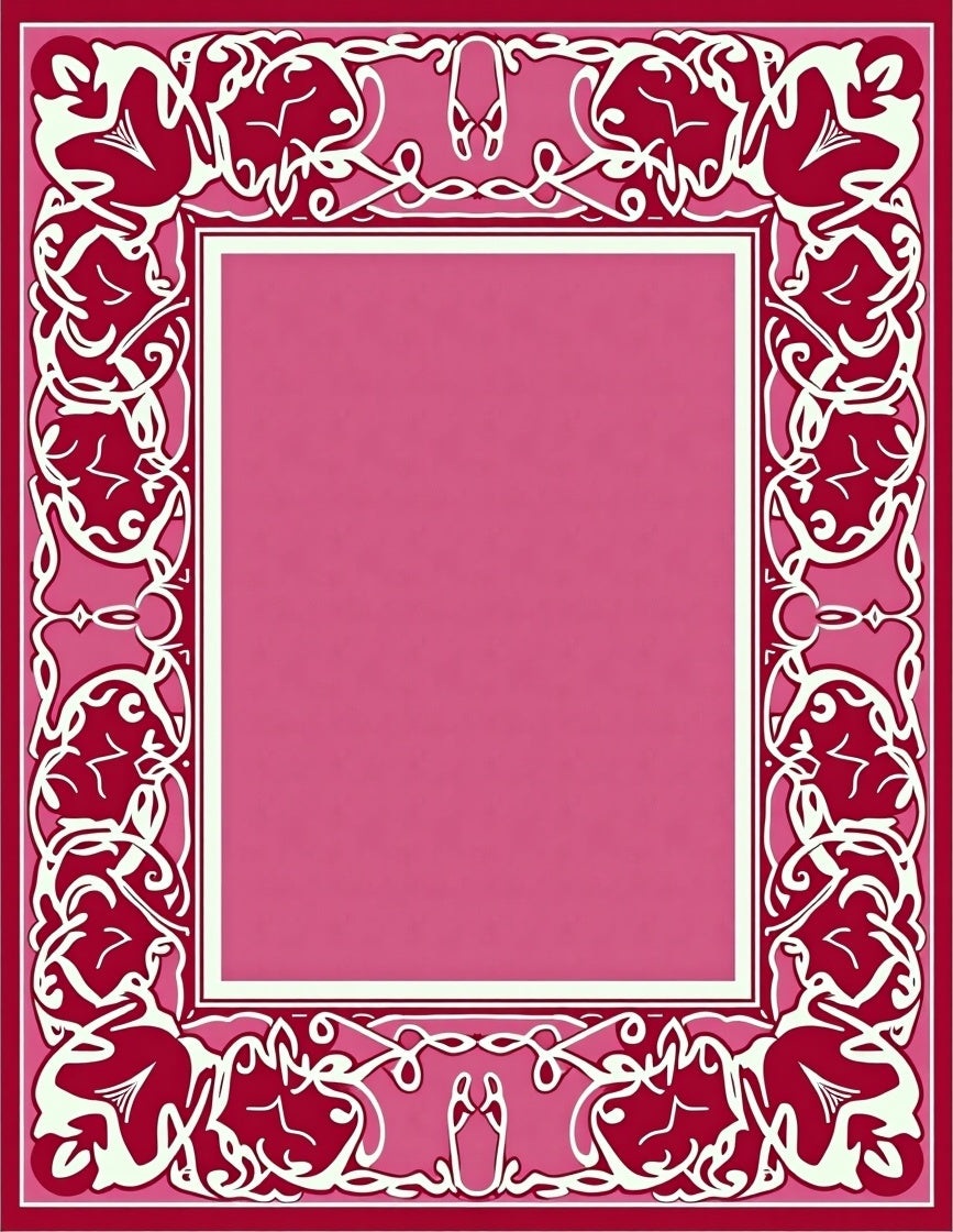 Art Nouveau Crimson Floral Frame Rug