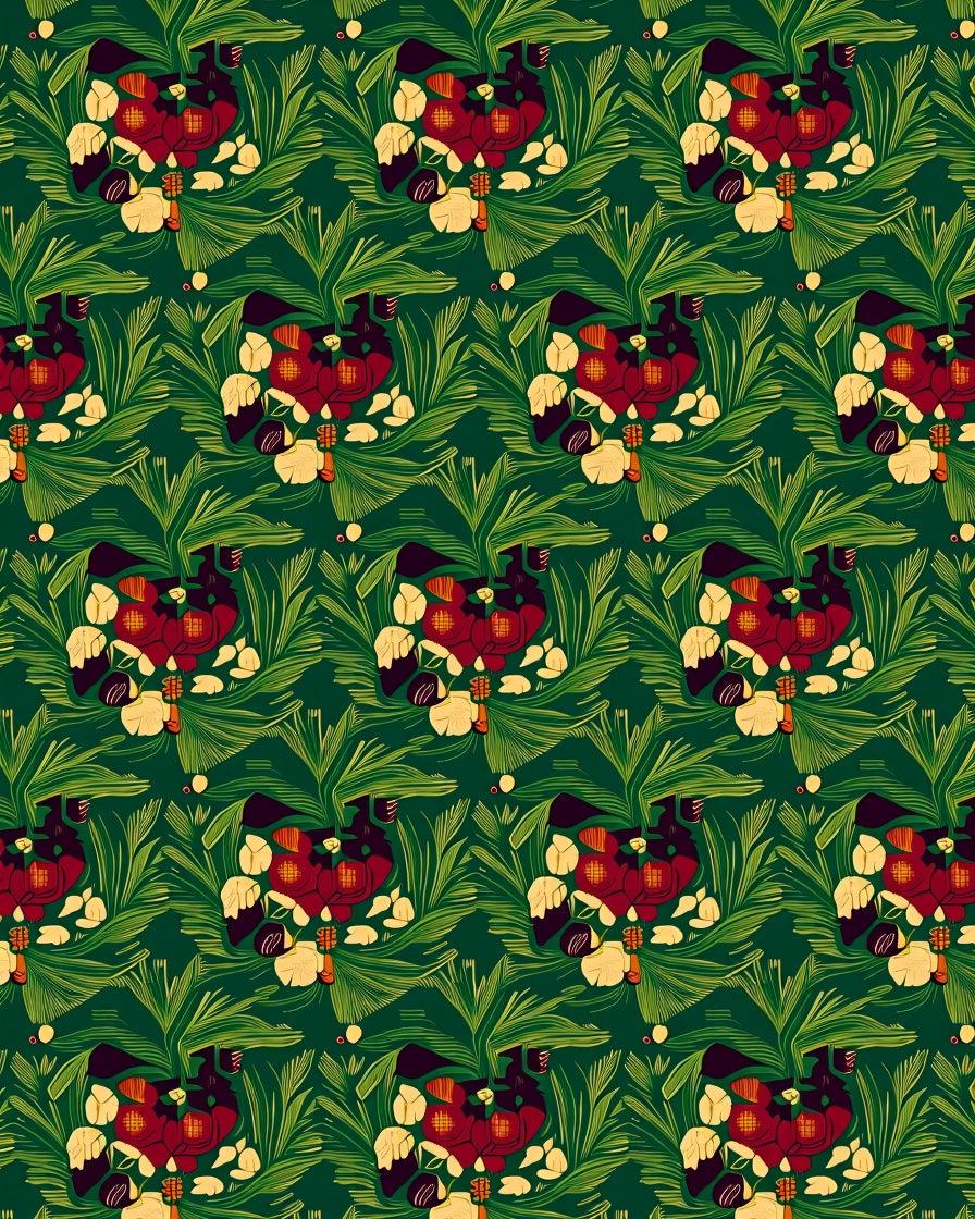 Deep Emerald Lush Floral Garland Rug