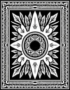 Black White Sunburst Mandala Medallion Rug