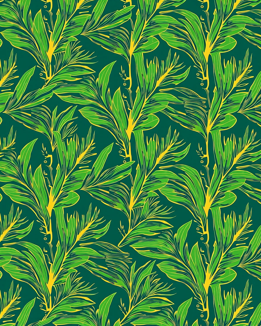 Verdant Jungle Branch Emerald Leaf Pattern Rug