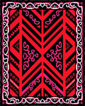 Vibrant Red Pink Geometric Border Rug