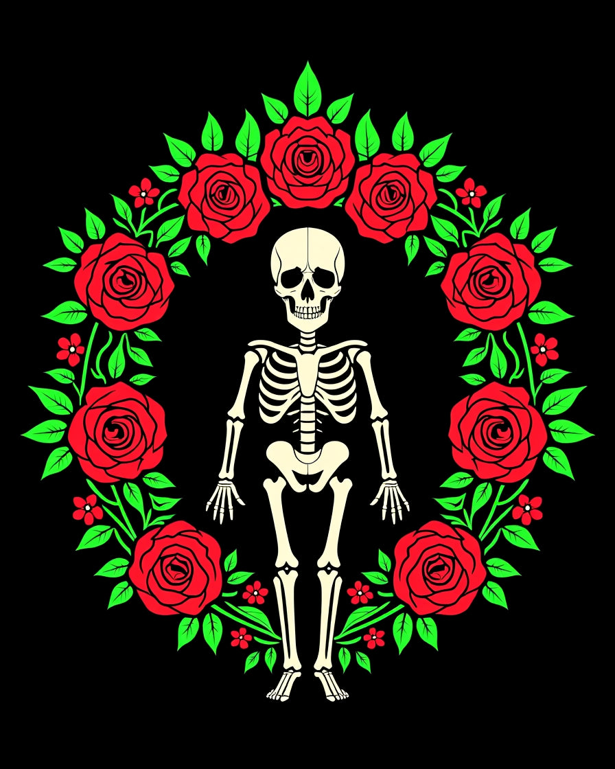 Gothic Skeleton Rose Garland Rug