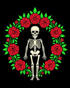 Gothic Skeleton Rose Garland Rug