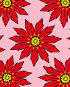 Bold Red Floral Petal Medallion Rug