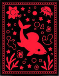 Bold Red Aquatic Life Scene Rug
