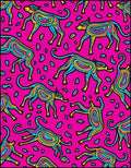 Vibrant Pink Abstract Canine Flock Rug