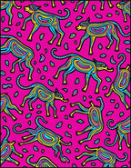Vibrant Pink Abstract Canine Flock Rug