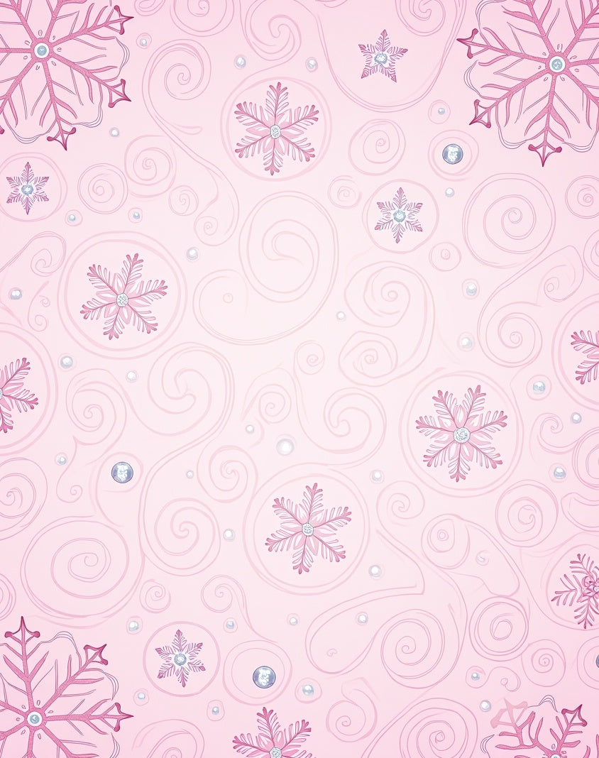 Pink Snowflake Swirls with Gems Rug