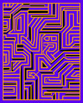 Vibrant Purple Orange Maze Lines Rug