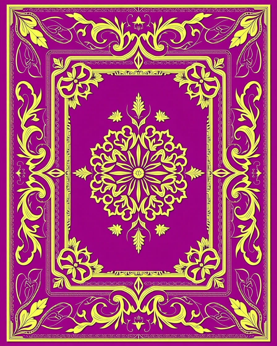 Vibrant Magenta Floral Medallion Rug