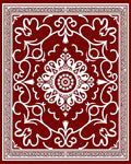 Crimson White Filigree Floral Medallion Rug