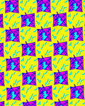 Vibrant Pink Blue Yellow Abstract Shapes Rug