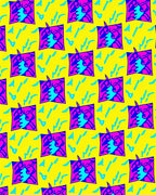 Vibrant Pink Blue Yellow Abstract Shapes Rug