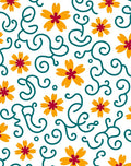 Cheerful Yellow Floral Swirls Rug