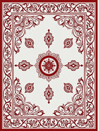 Crimson Detailed Medallion Border Rug