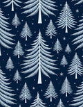 White Pine Trees on Navy Background Rug