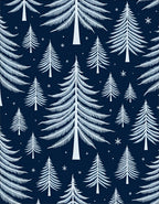 White Pine Trees on Navy Background Rug