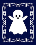 Playful White Ghost Ornate Border Rug