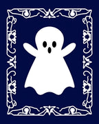 Playful White Ghost Ornate Border Rug
