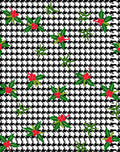 Black White Houndstooth Holly Berries Rug