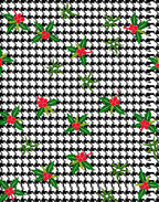 Black White Houndstooth Holly Berries Rug