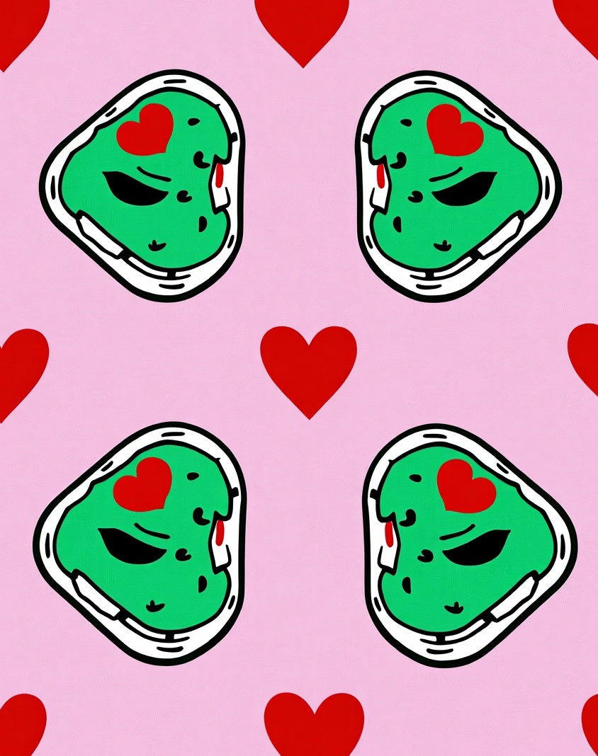 Sweet Avocado Heart Pink Graphic Rug