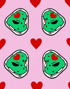 Sweet Avocado Heart Pink Graphic Rug