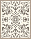 Ornate Cream and Brown Floral Medallion Rug
