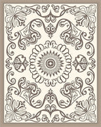 Ornate Cream and Brown Floral Medallion Rug